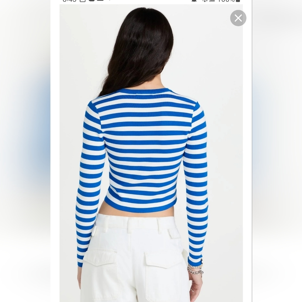 Alice + Olivia Striped Blue and White Crop Top - Picture 4 of 11